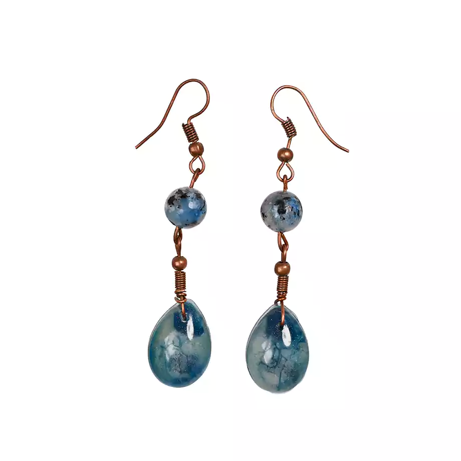 Blue Elegance | El Yapımı Epoksi Küpe - Görsel 2