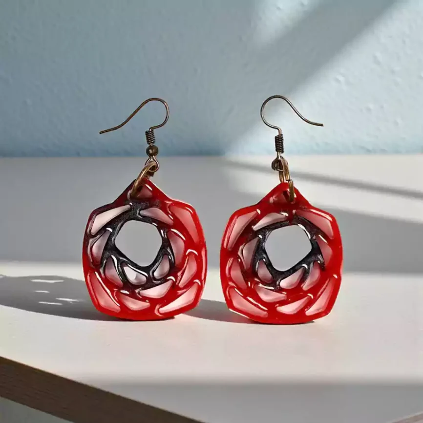 Gülün Ateşi | Gül Formlu Epoksi Küpe