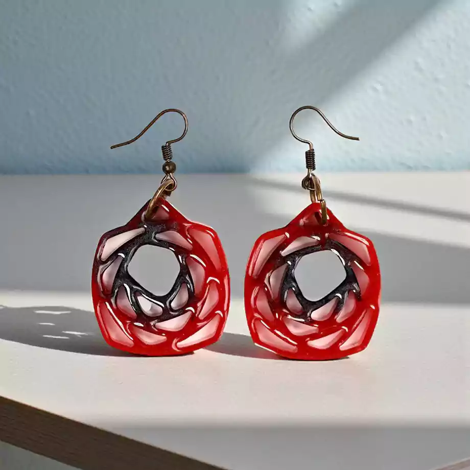 Gülün Ateşi | Gül Formlu Epoksi Küpe