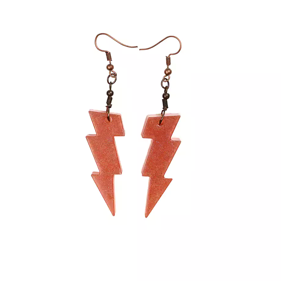 Kızıl Şimşek | El Yapımı Epoksi Küpe - Görsel 2