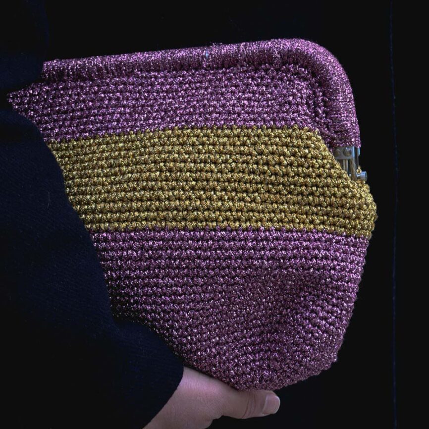 Gül Kurusu & Altın Şerit El Örgüsü Çanta