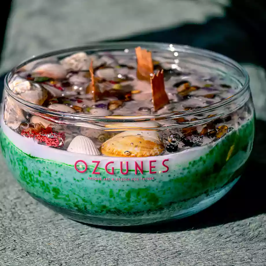 Deniz Kabuklu ve Doğal Taşlı Dekoratif Jel Mum - Görsel 5