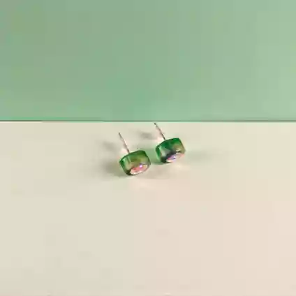 Turkuaz Işıltısı Epoksi Küpe